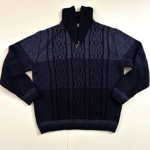 Montechiaro Wool Blend Zip Neck Sweater - Size L - Mens